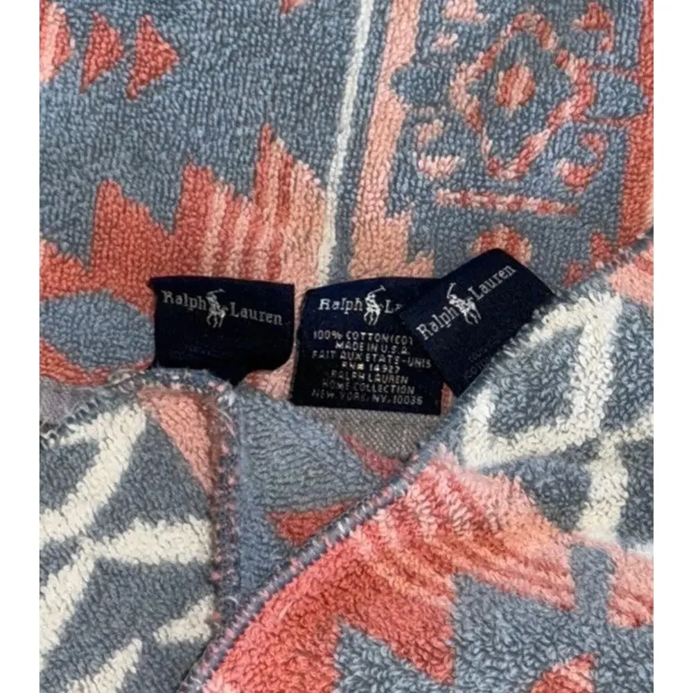 Ralph Lauren Vintage Set Bathroom Towels Blue Red Southwestern Raren Wash Cloths
